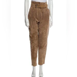 MINT Wilsons Leather Genuine Suede High Waist Belted Pants Tan Size 8, 27” waist